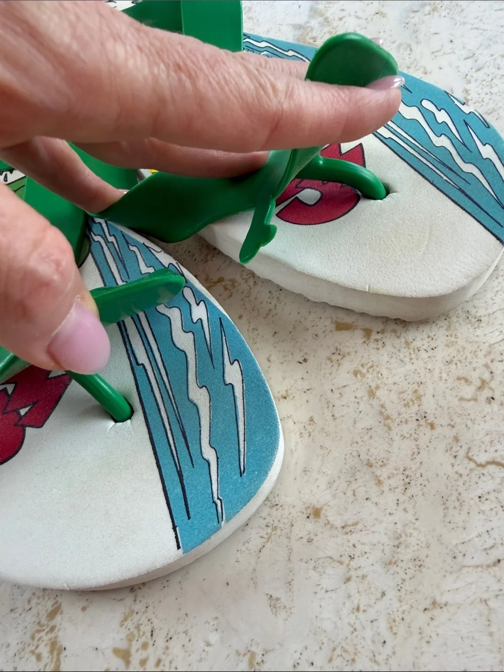 Vintage 1987 Gumby Flip Flops Adult Sz 9/10 Art Clokey Rare Retro Cartoon